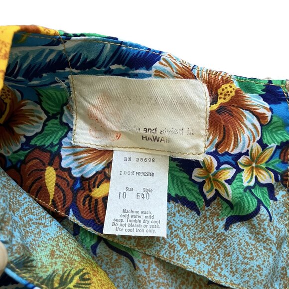 Royal Hawaiian Maxi Dress Empire Waist Hawaii Sunset Print Vintage 70s - Picture 7 of 7